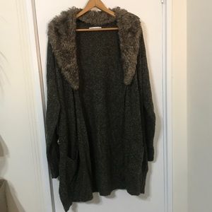 Mottled Green Long Cardigan